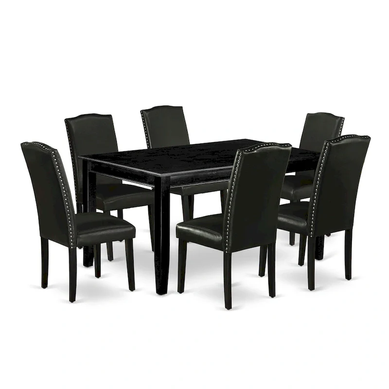 Black Rectangular Dining Table Set with PU Leather Chairs, 5-Piece or 7-Piece