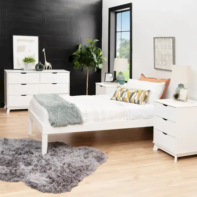 Purcell 4-Piece Bedroom Set with 6-Drawer Dresser and 2 Nightstands