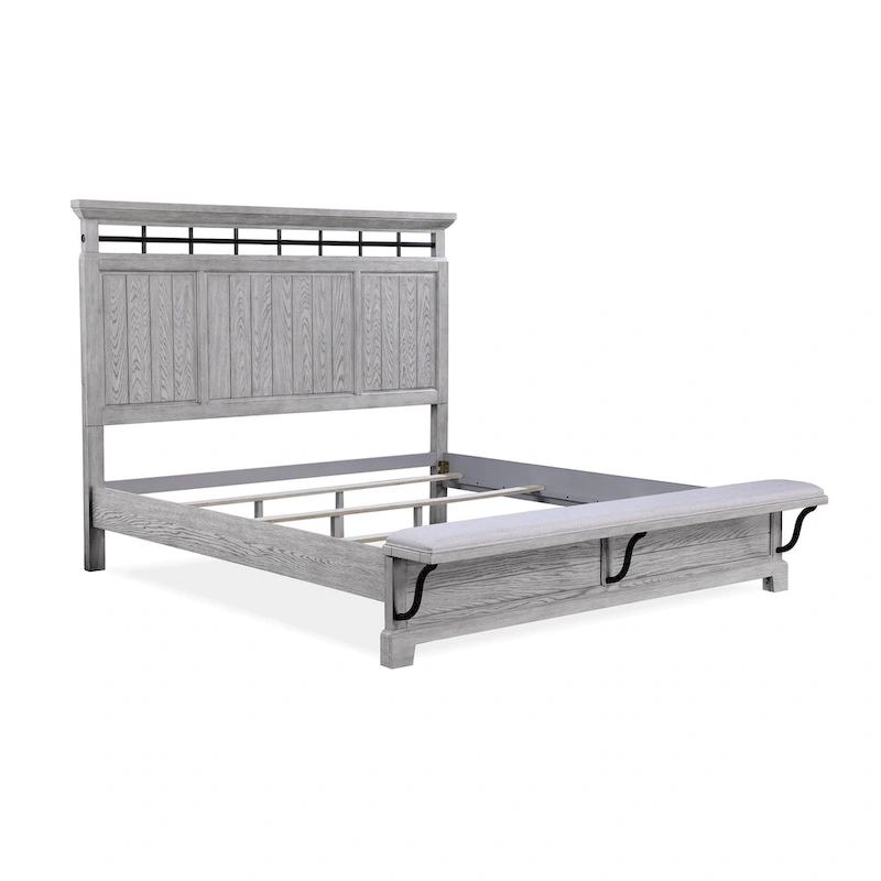 Debra 6 Piece Gray Panel Bench Footboard Bedroom Set