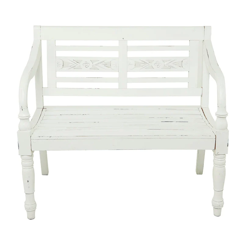 Wood Bench - White - Roche River Decor - 22Wx40Lx36H