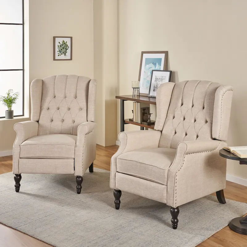 Tufted Fabric Recliners (Set of 2)