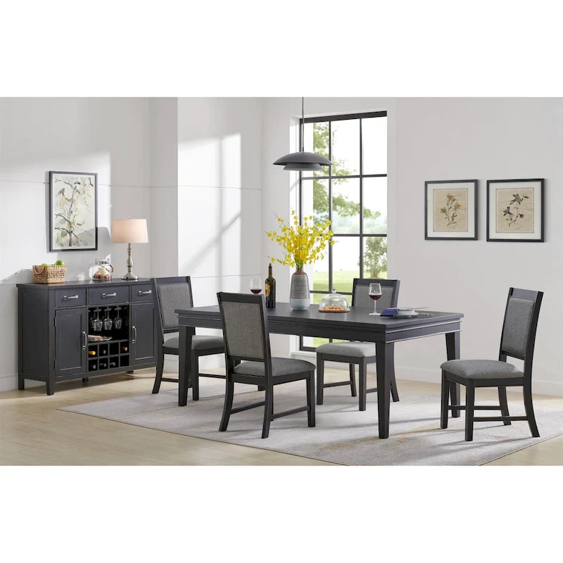 Extendable Dining Table - Antique White & Grey - Seats 6