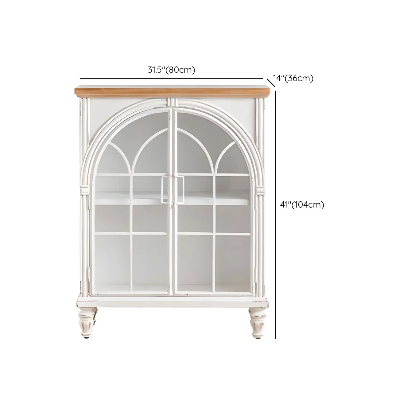 French Country Rectangular Metal Display Bookcase with Shelves