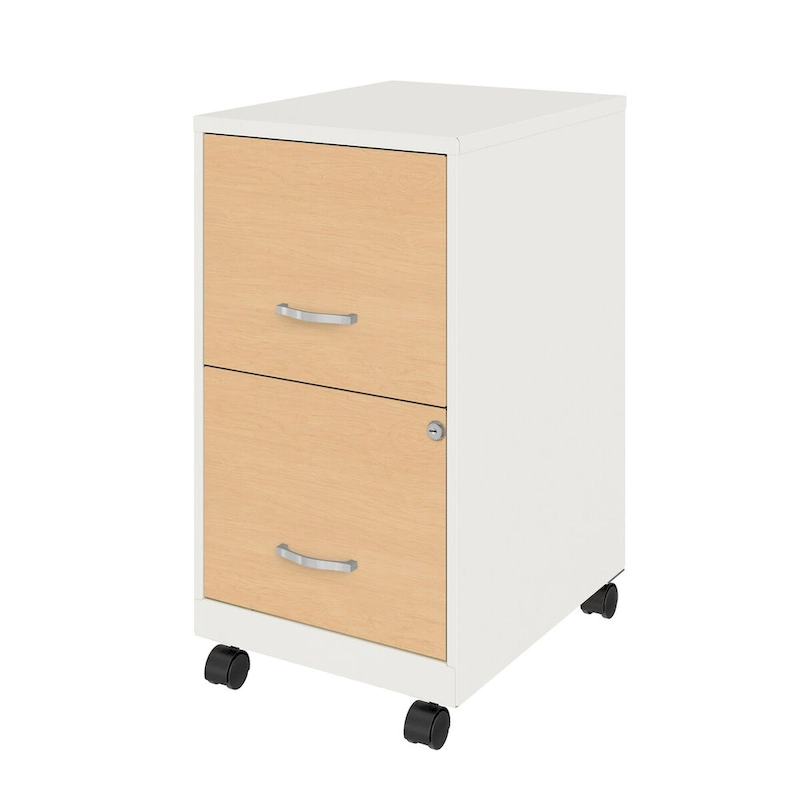 Space Solutions 18 Deep 2 Drawer Mobile File Cabinet with Wood Pattern Drawer Fronts