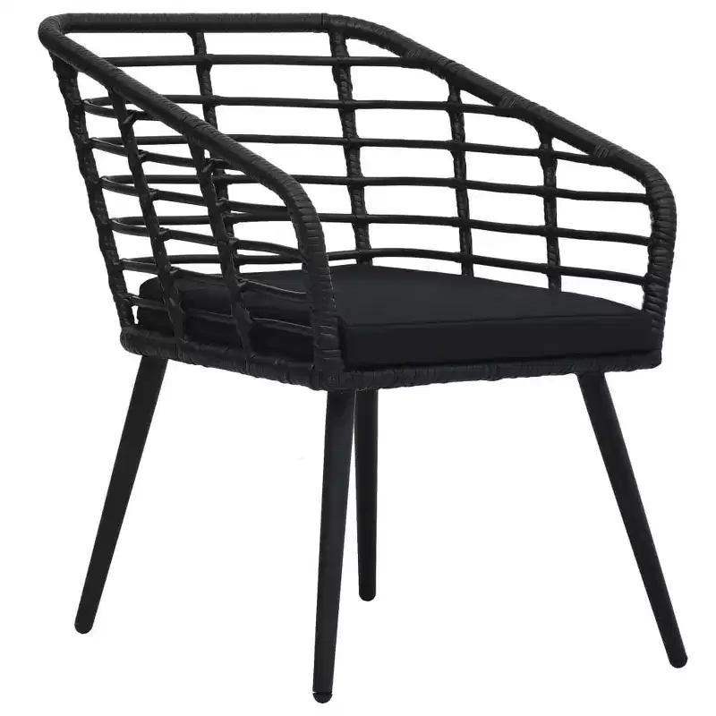 vidaXL Rattan Dining Chair 2 Pcs Patio Wicker Chair with Cushions Poly Rattan