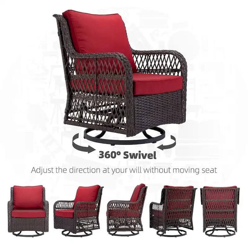 3 Pieces Rocking Wicker Bistro Set