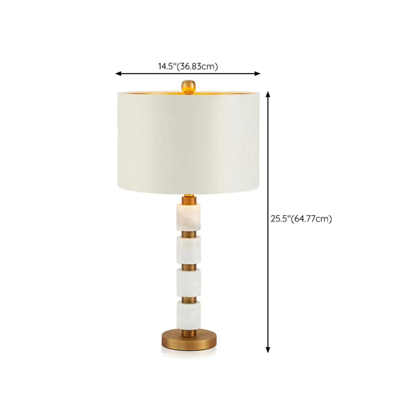 Elegant White Noble Stone Fabric Task Table Lamp