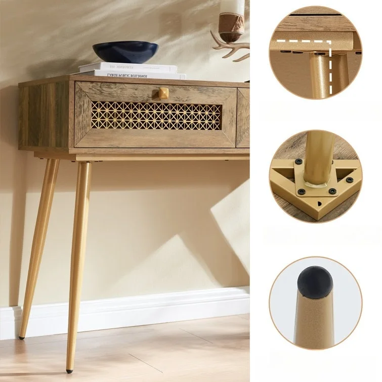 41.9 Wood 2-Drawer Entryway Console Table