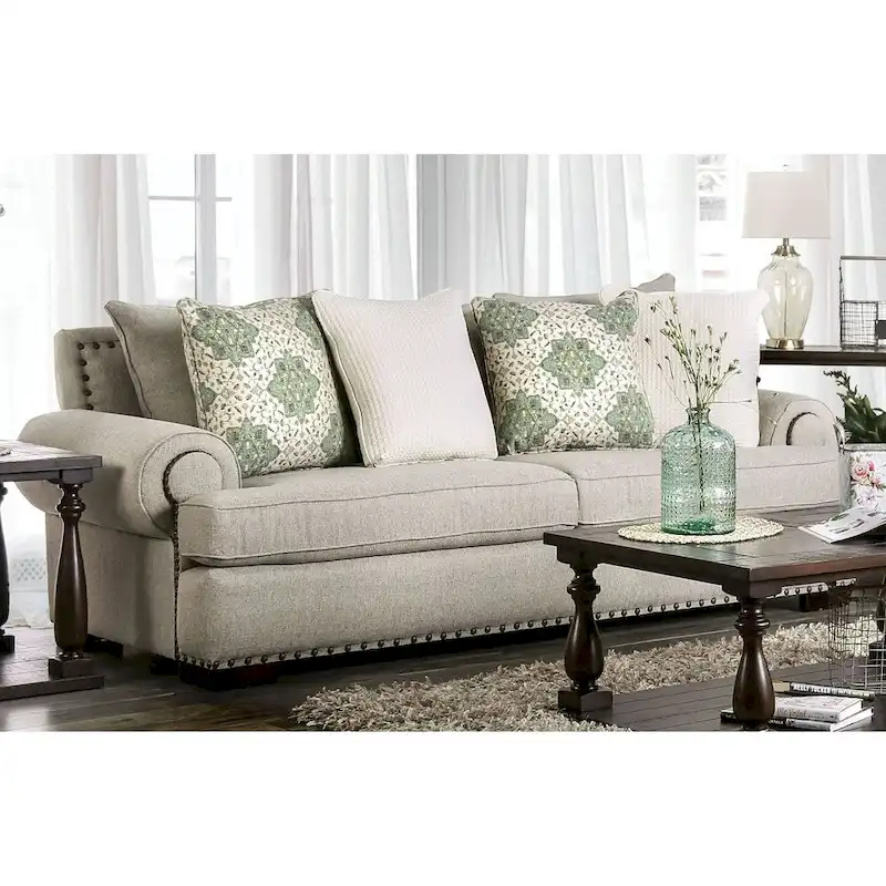 Furniture of America Jula Traditional Linen 2-piece Sofa Set