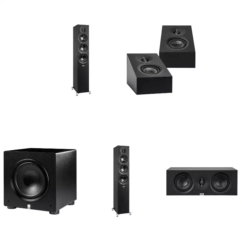 Elac DF53-BK - Debut 3.0 5.25 Floor Speaker - Black (Pair), ELAC DA43-BK Debut 3.0 - DA43-BK Atmos / On Wall speaker, Elac PS250-BK - Varro Premiu...