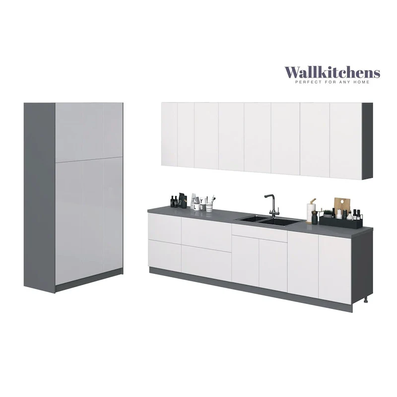 White Gloss Base Kitchen Cabinet Set, 10ft Wide, 1-Kitchen