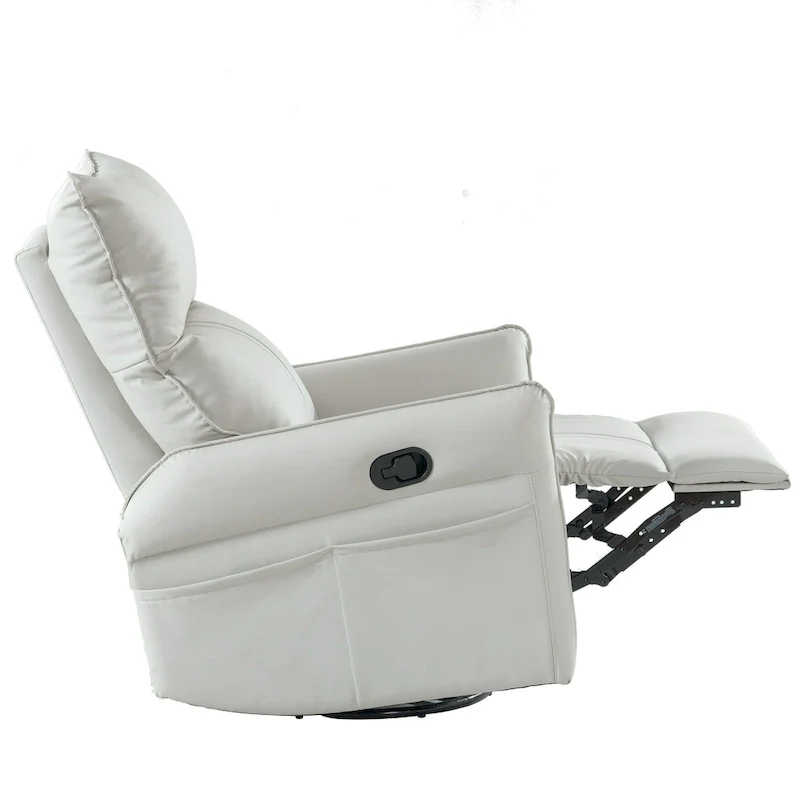 Modern Small Rocking Swivel Recliner Chair with Overstuffed Seat