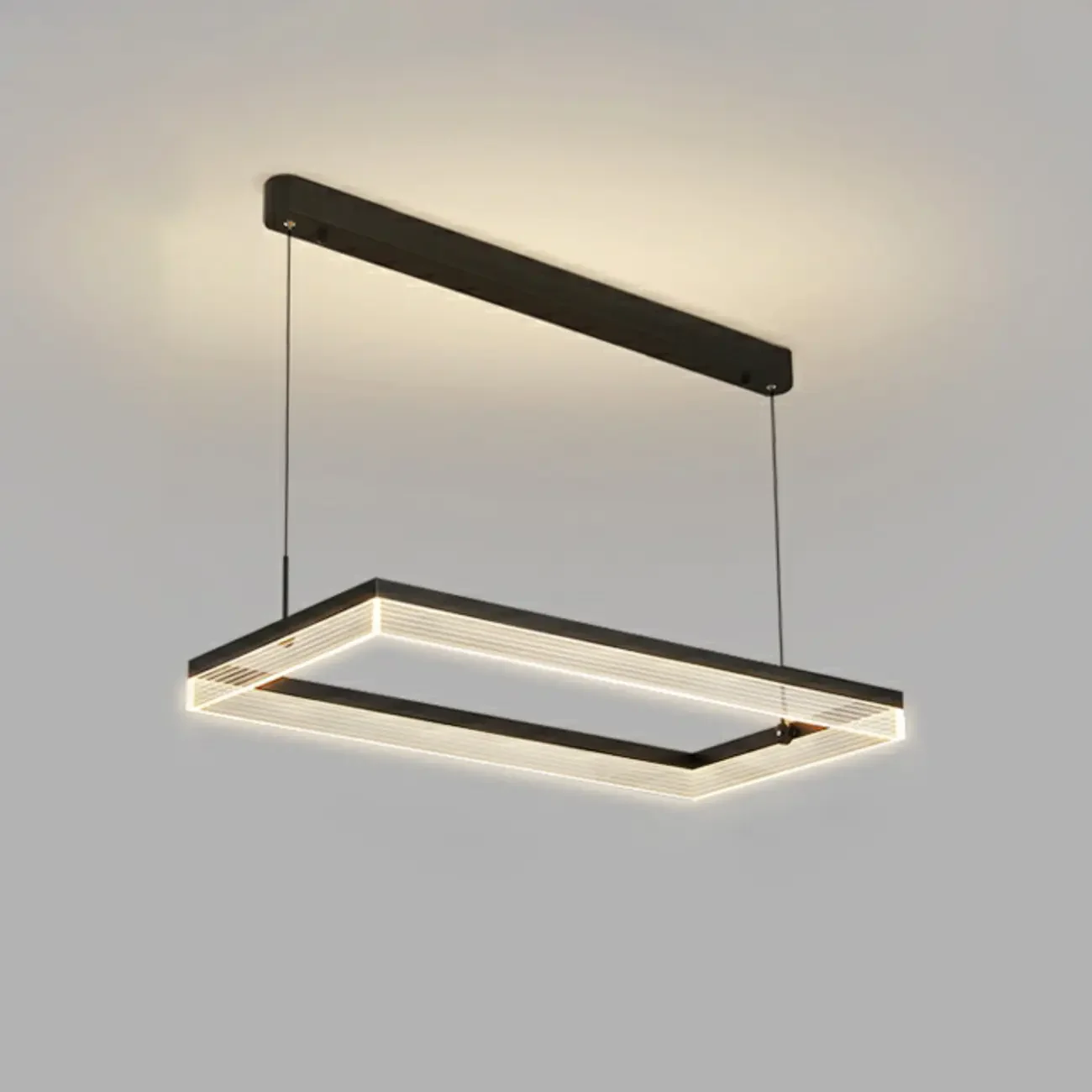 Modern Black Rectangular LED Island Pendant Light