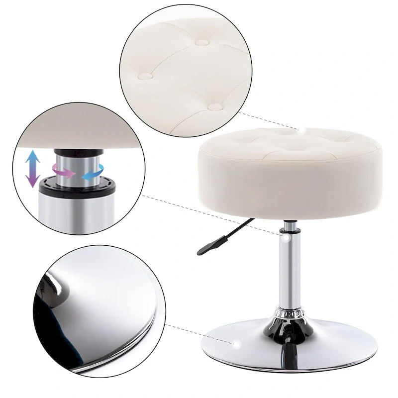 Adjustable Height Round Ottoman Swivel Vanity Stool