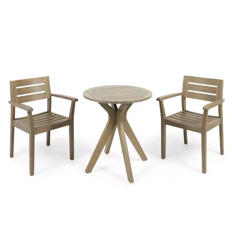 Christopher Knight Home Stamford Outdoor Acacia Wood 3 Piece Bistro Set