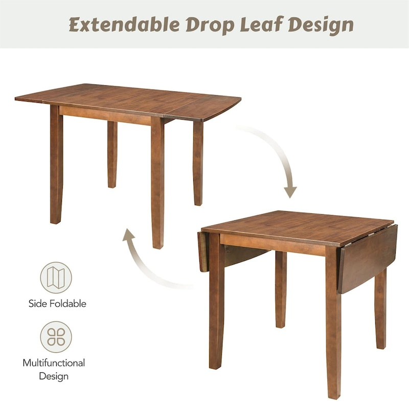 Merax 3-Piece Wood Drop Leaf Breakfast Nook Dining Table Set