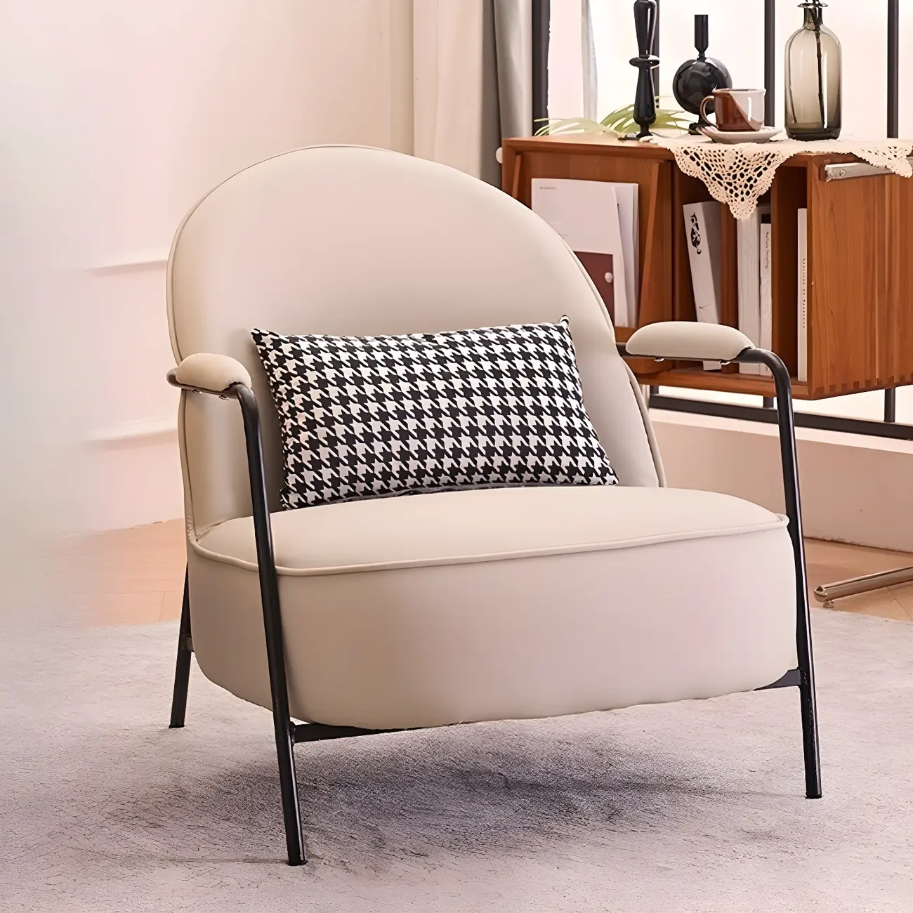 Modern Leather Arm Chair, Water-Resistant, Anti-Scratch