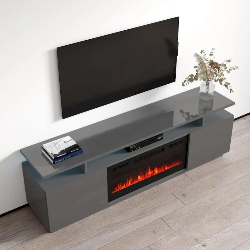 Meble Furniture Eva Modern TV Stand with Electric Fireplace