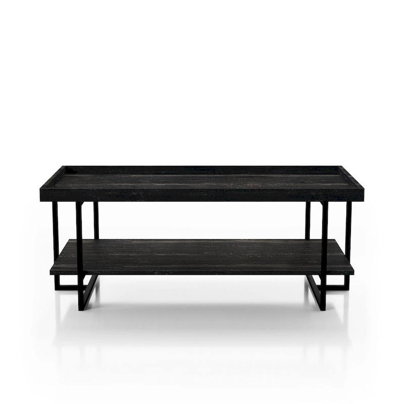 Alivia Rustic Black 47-inch Steel 1-Shelf Coffee Table by Furniture of America