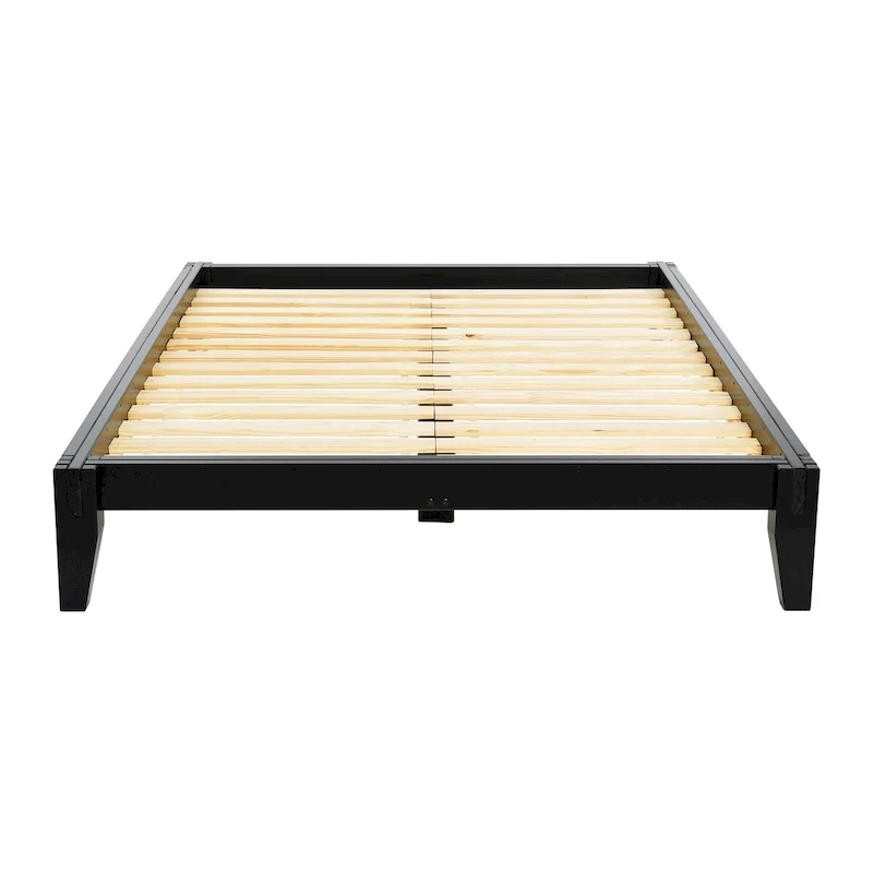 Black / White / Brown Minimalist Solid Wood Platform Bed