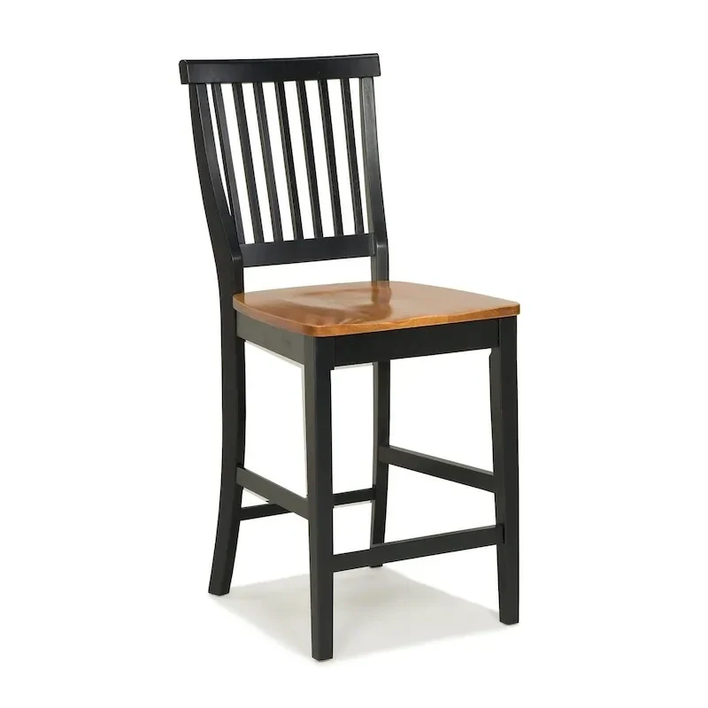24-Inch Black and Distressed Oak Counter Stool
