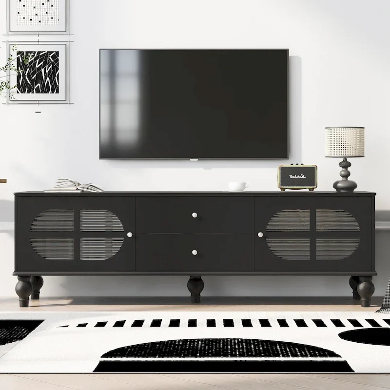 TV Stand with 2 Storage Cabinets, 2 Drawers and Cable Management