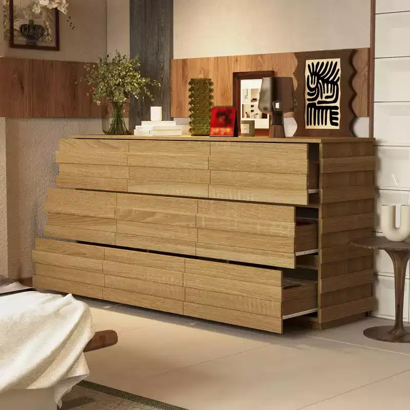 Famapy Modern Horizotal Dresser Nine - Drawer Wood Chest of Closet for Bedroom - Stylish and Spacious Storage