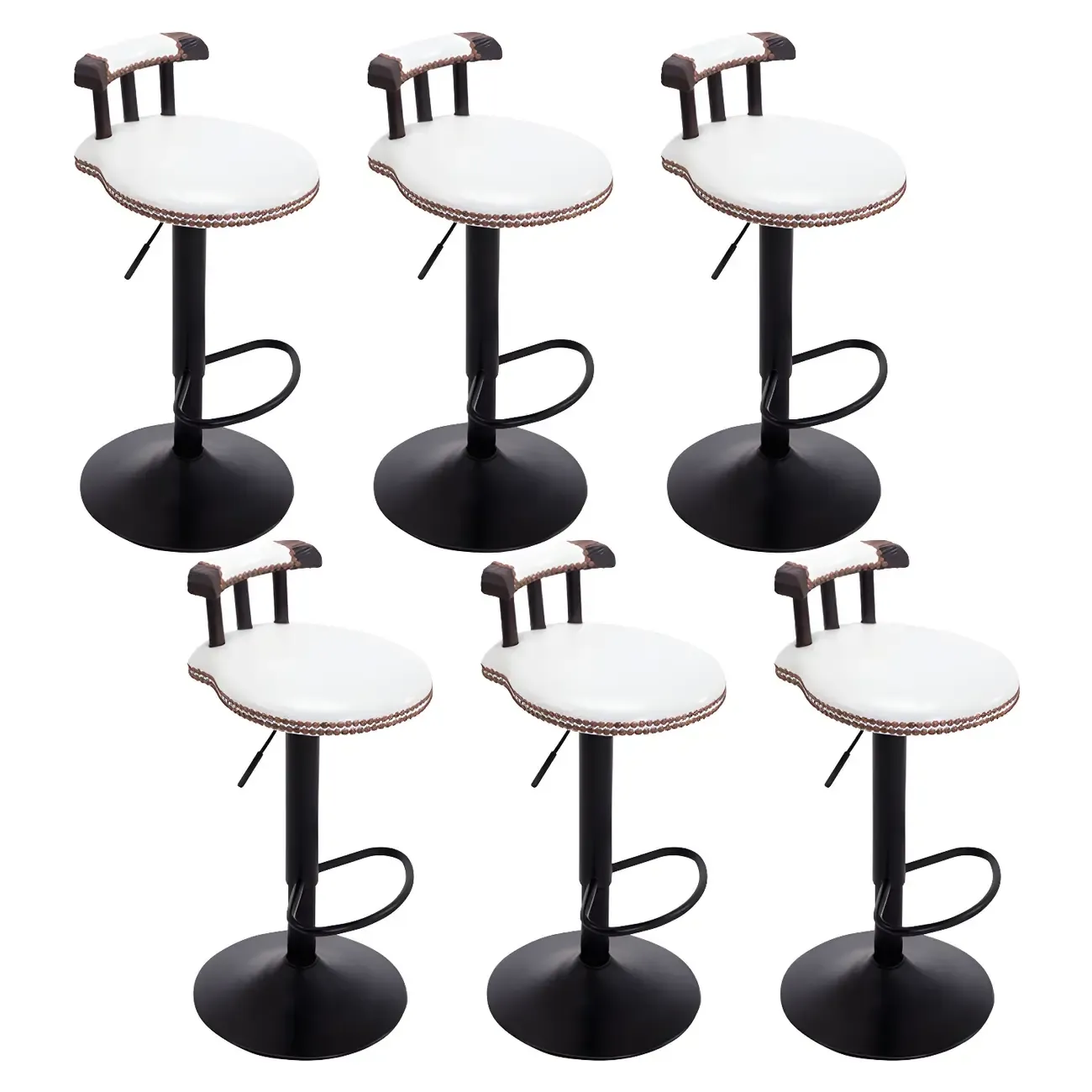 Industrial Round Leather Adjustable Bar Stools