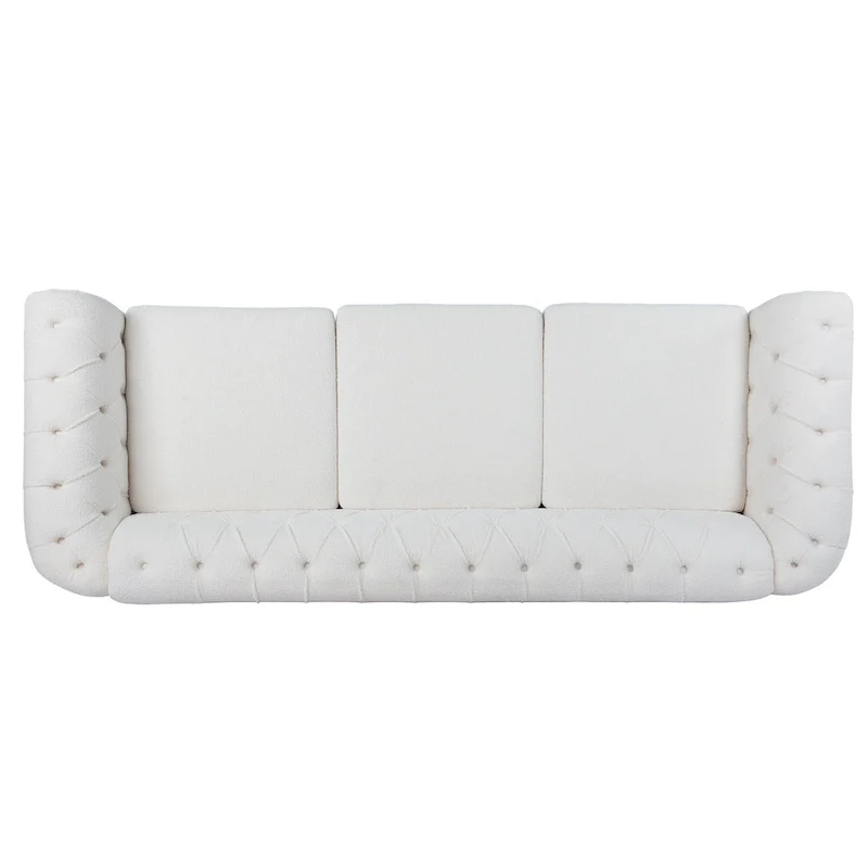 Upholstered Rolled Arm Chesterfield 3-Seater Sofa