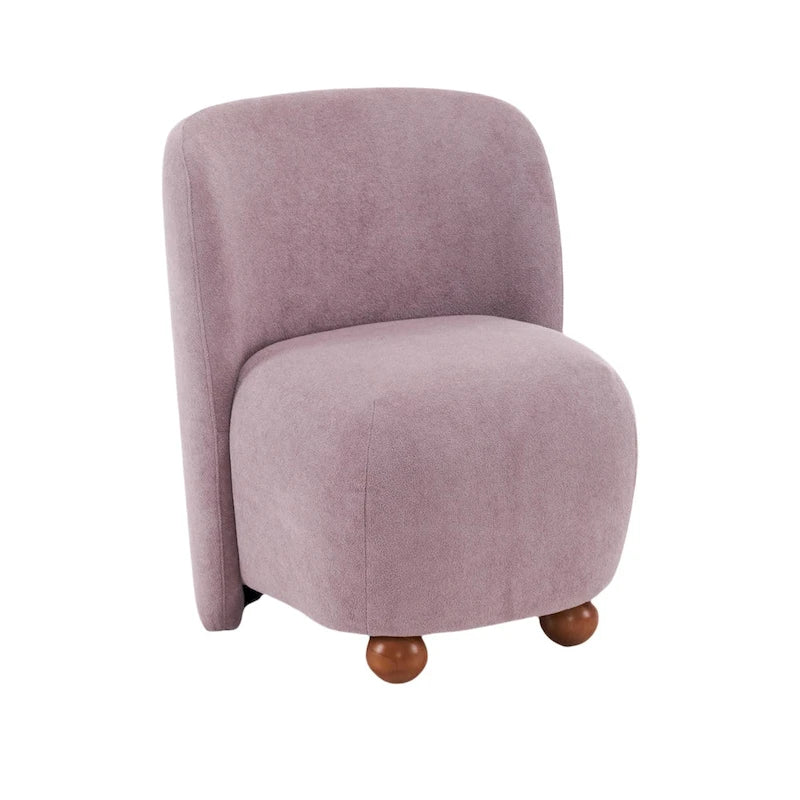 '- Eliana Modern Teddy Fabric Accent Chair with Curved Backrest and Legs