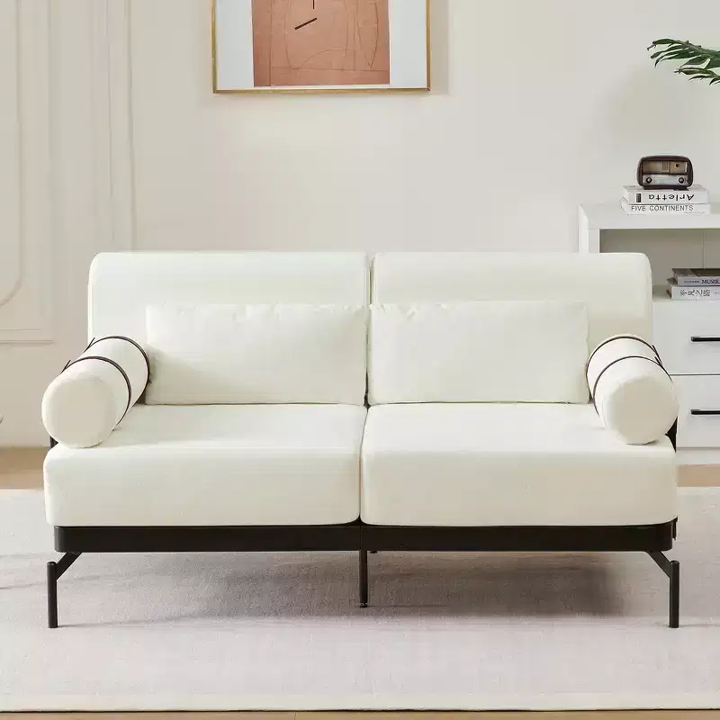 Whisen Chenille Modern Loveseat Sofa with Flexible USB Ports , Unique Cylindrical Armrests