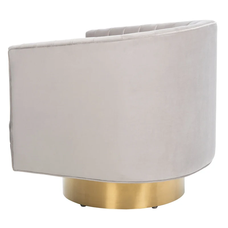 SAFAVIEH Couture Matejka Swivel Channel Tufted Barrel Chair - 28 W x 31 L x 30 H - 28Wx31Dx30H