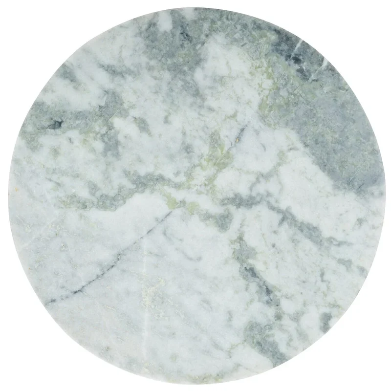 Round Marble Top Coffee Table with Acacia Wood Legs – White/Natural / White/Black