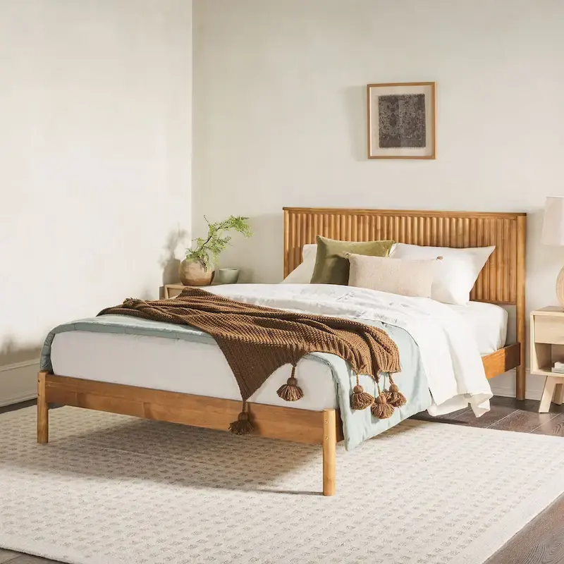 Transitional Solid Wood Queen Bed