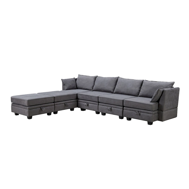 Modern U-Shape Modular Sectional Sofa, Convertible Sofa Bed with Reversible Chaise