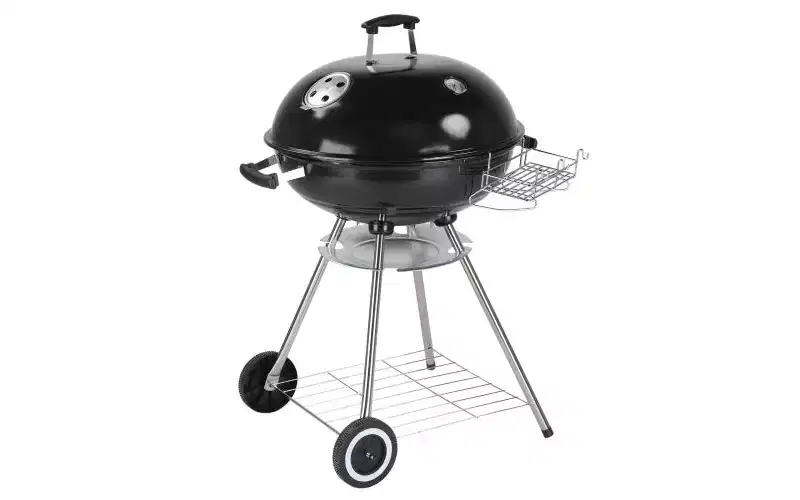 Karl Home Portable Charcoal Grill in Black with Wheels and Storage Holder