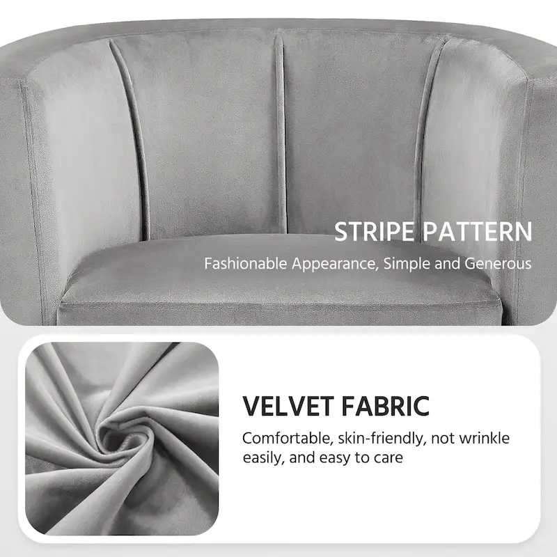 Modern Barrel-shaped Chair Upholstered Velvet Club Chair