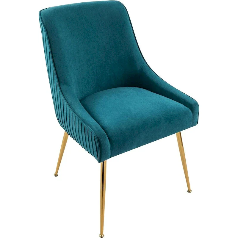 Luxury Velvet Chair with Elegant Scoop Back Design Gold Metal Legs and Soft Upholstery Comfortable Seating