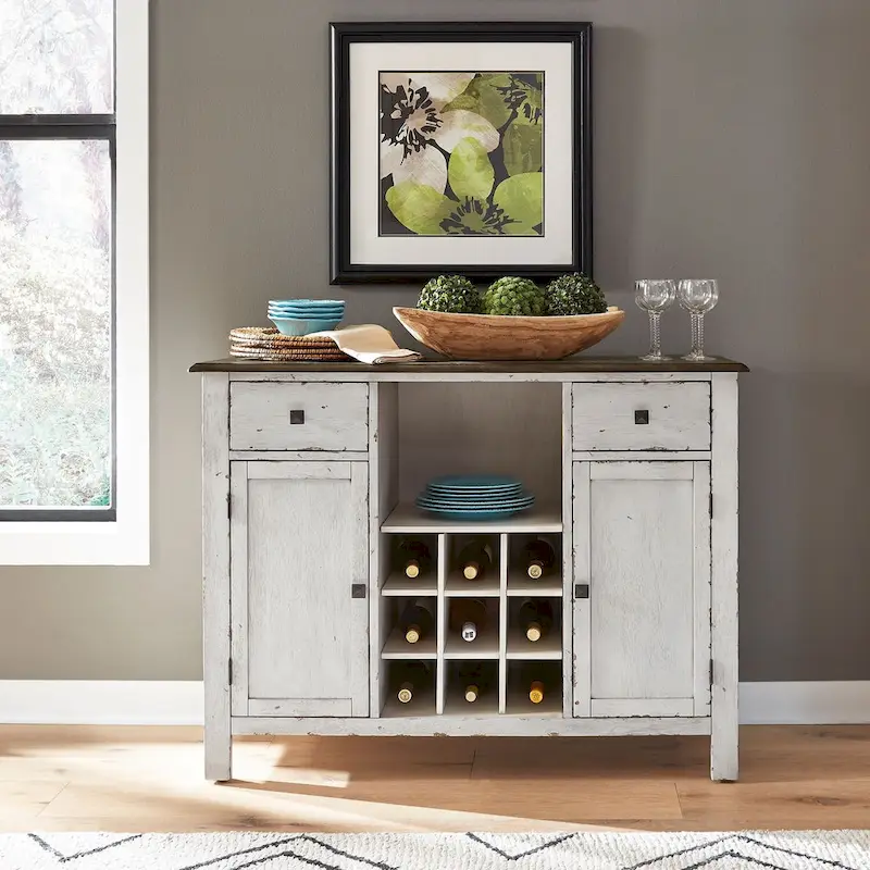 Antique Honey White Server Sideboard
