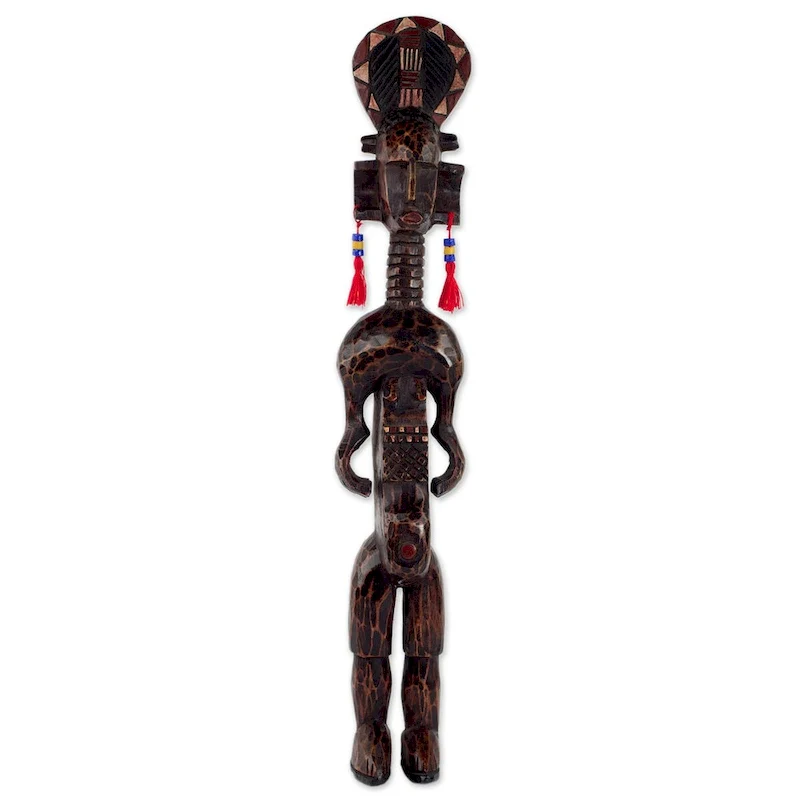 Handmade Warrior Wood statue (Ghana) - 56 x 13 x 11