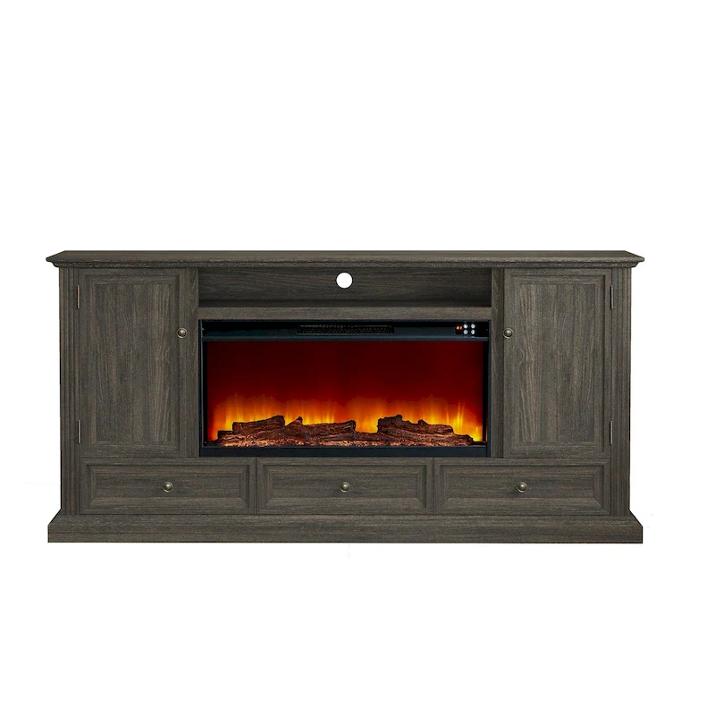 Farmhouse 72 TV Stand with Fireplace - Accommodates up to 75 TV - 73W x 35H x 14D