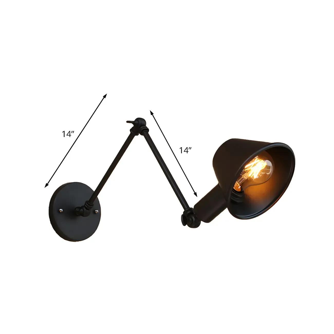 Adjustable Industrial Black  Swing Arm LED Wall Sconce