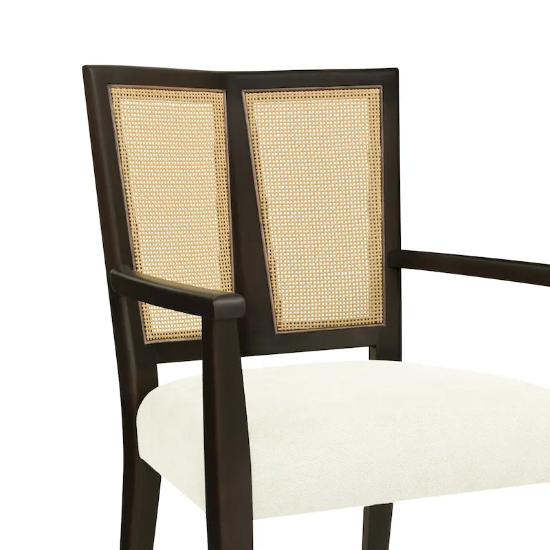 Christopher Knight Home - Harrison Mid-Century Upholstered Arm Dining Chair Set of 2 with Rattan Back