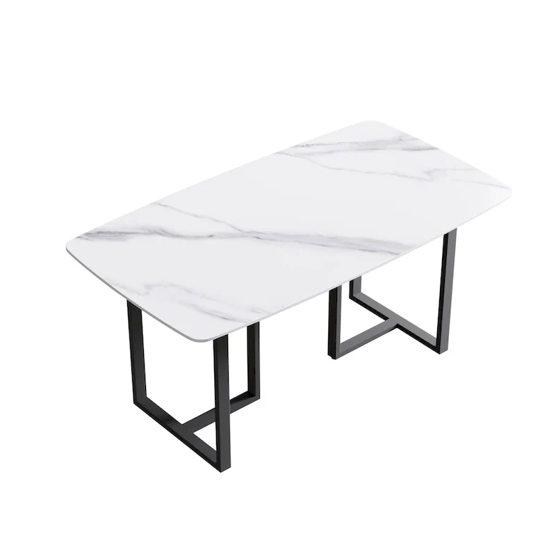 63 inch Modern White Rectangular Dining Table