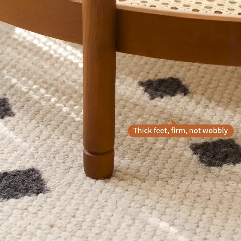 Modern Farmhouse Coffee Table Set Nesting Round Wooden Table Side Table Set