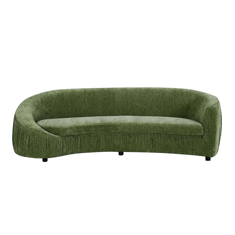 Modern Curved Shaped Sofa Upholstered 4-Seat Fabric Sofa Couch