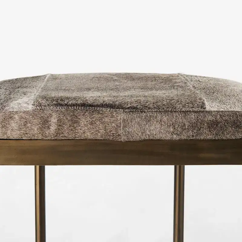 Millie Black Genuine Leather Seat with Nickel Metal Frame Counter Stool