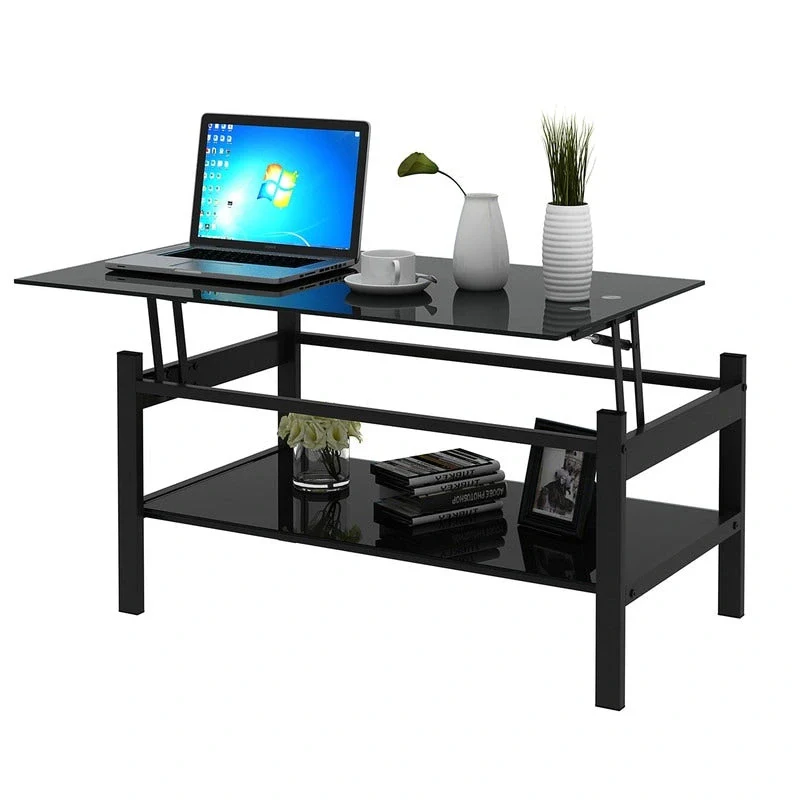 Lift Top Glass Coffee Table with Storage for Living Room Home Office