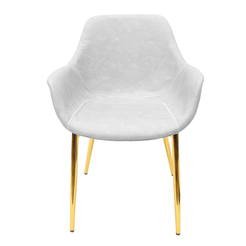 Markley Modern Leather Dining Armchair Set of 4 With Gold Metal Legs Accent Side Chair