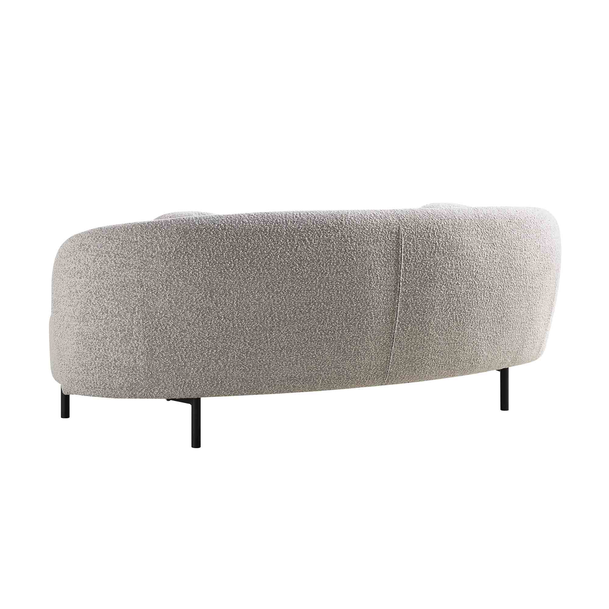 3-Seater Curved Sofa with Ball Cushions, Mist Gray Boucle